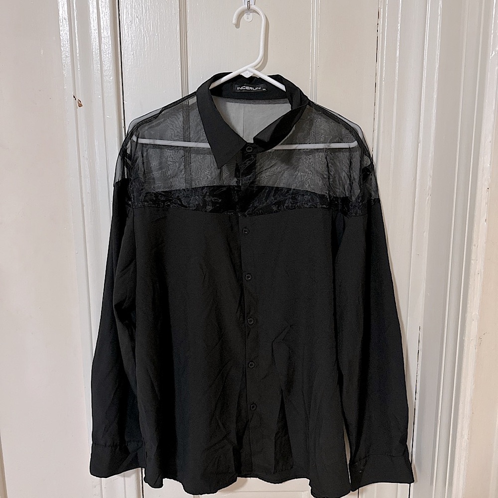 Mesh Button Up T-Shirt